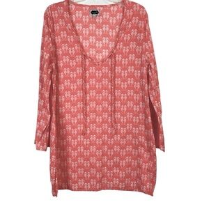 Mud Pie Coral Seahorse Print Cotton Tunic Top L 🔥